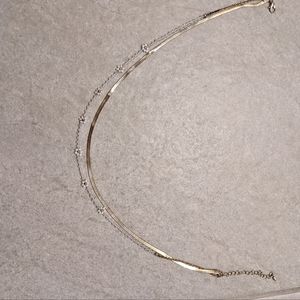 Double necklace, one size fits all, gold with white beads, from Francesca's.
